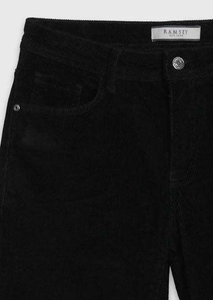 Schwarze Velours Casual Baumwollhose