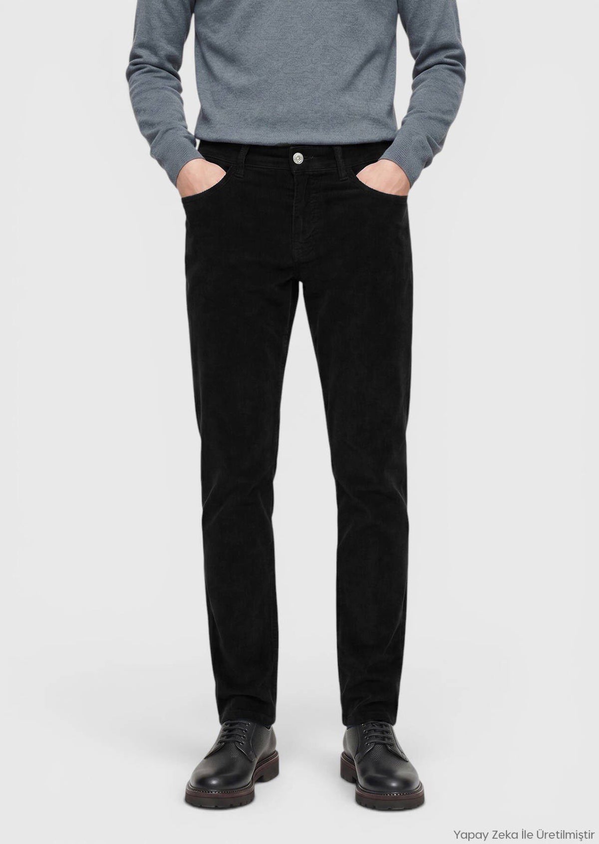 Schwarze Velours Casual Baumwollhose