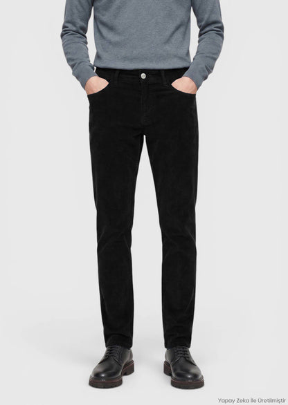 Schwarze Velours Casual Baumwollhose