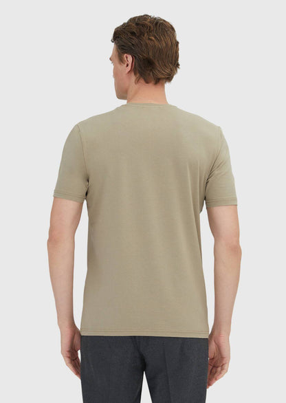 Buff Plain Rundhals-T-Shirt aus Baumwollmischgewebe