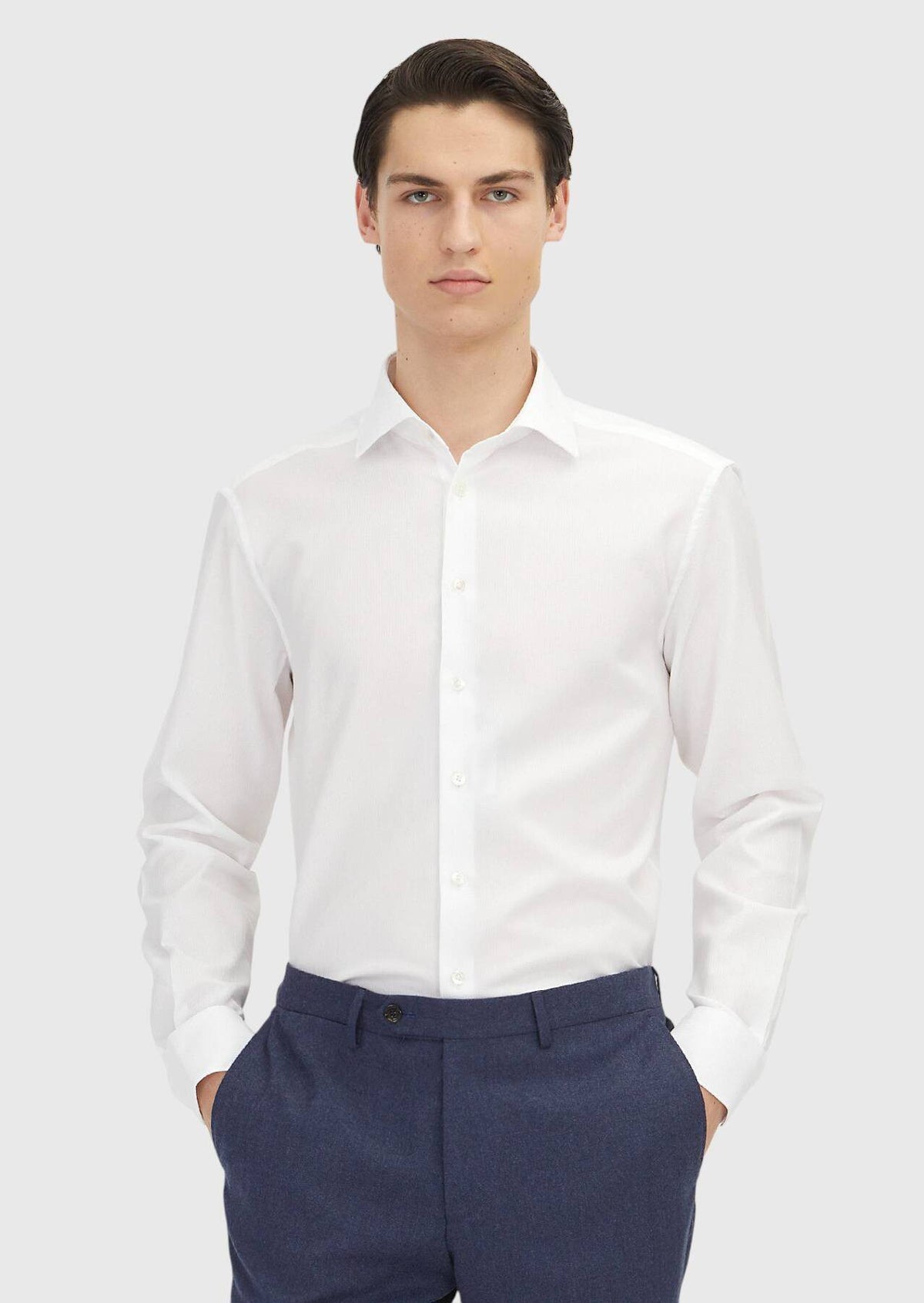 Weißes Klassisches Baumwollhemd Regular Fit