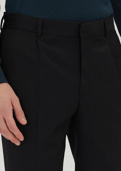 Schwarze Wollhose Regular Fit Weich