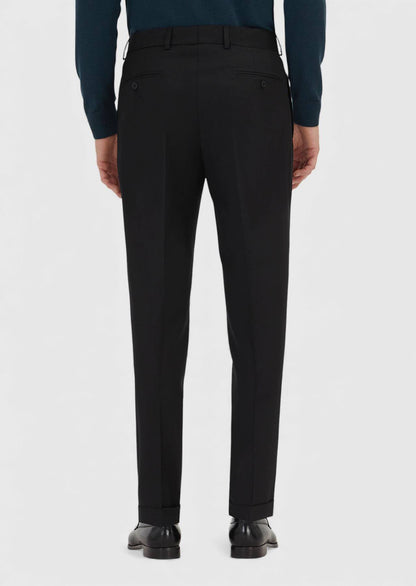 Schwarze Wollhose Regular Fit Weich