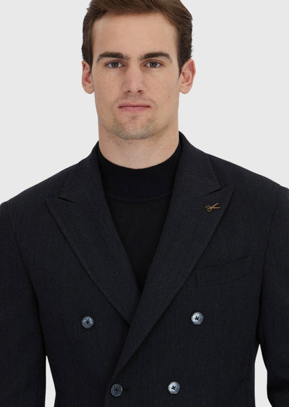 Schwarze, gemusterte Zeroweight Slim Fit Jacke aus Wollmischgewebe
