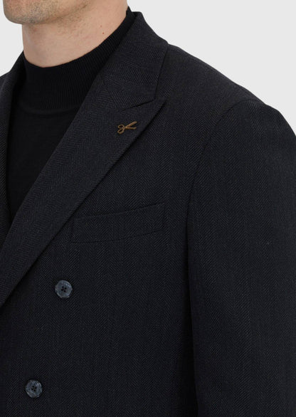 Schwarze, gemusterte Zeroweight Slim Fit Jacke aus Wollmischgewebe