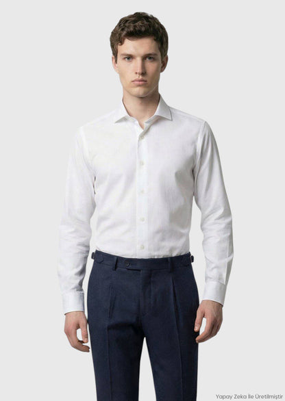 Weißes Casual Fit 100% Baumwollhemd
