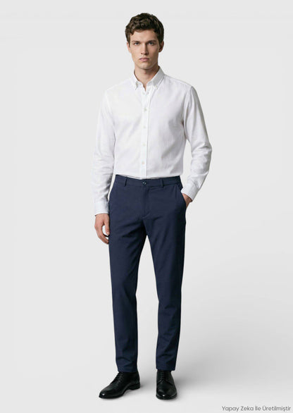 Marineblaue Strick-Jogginghose