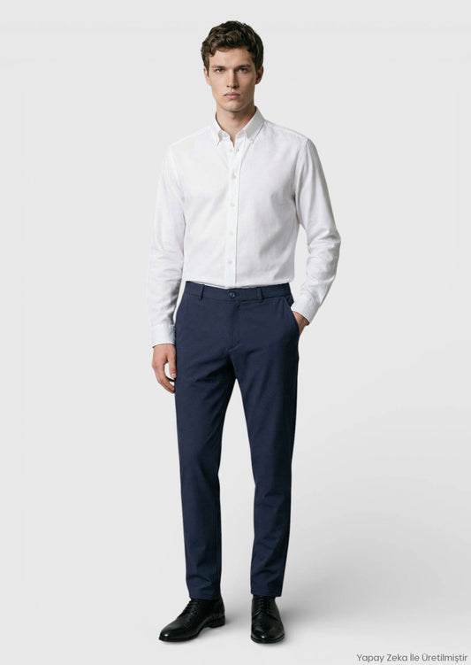 Marineblaue Strick-Jogginghose