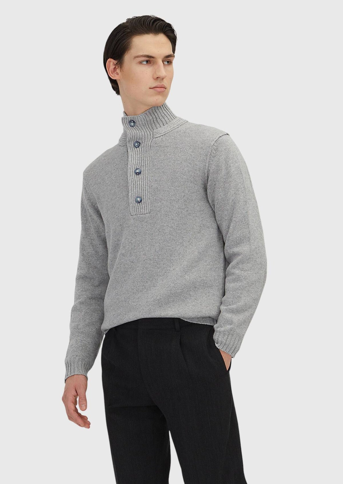 Hellgraues Strick-Sweatshirt