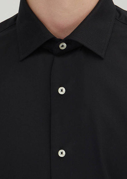 Schwarzes Regular Fit Baumwollhemd 100%