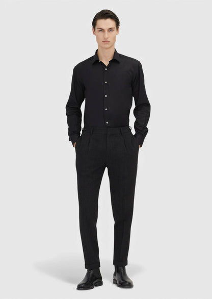Schwarzes Regular Fit Baumwollhemd 100%