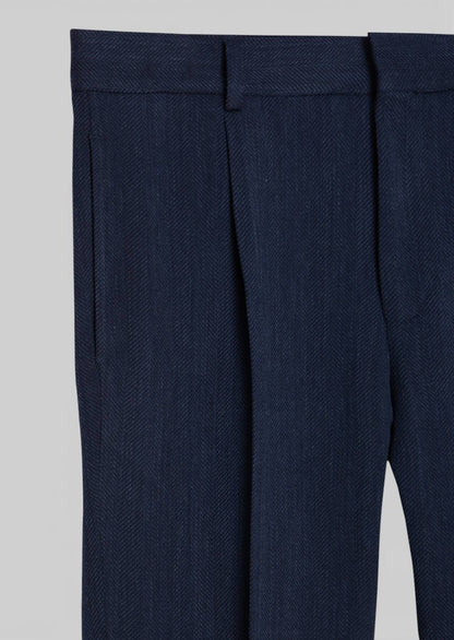 Helle Marineblaue Regular Fit Wollhose