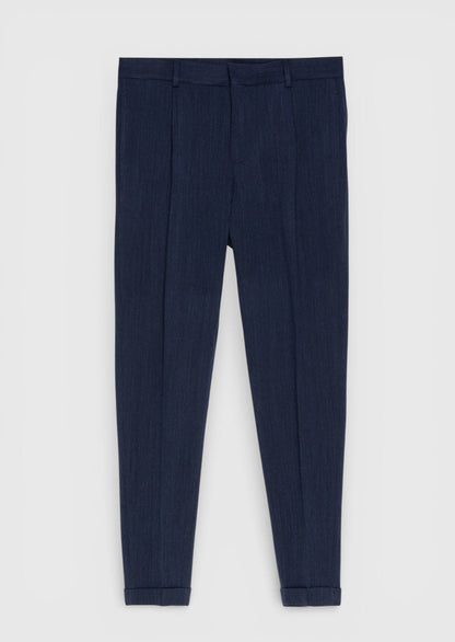 Helle Marineblaue Regular Fit Wollhose