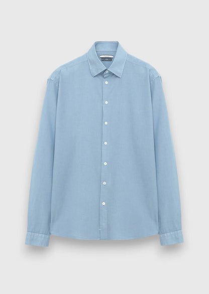 Blaues Casual Fit 100% Baumwollhemd