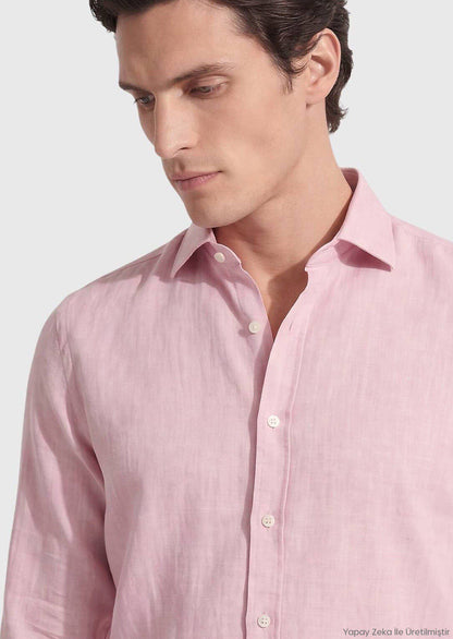 Rosa Schlichtes Casual 100% Baumwollhemd