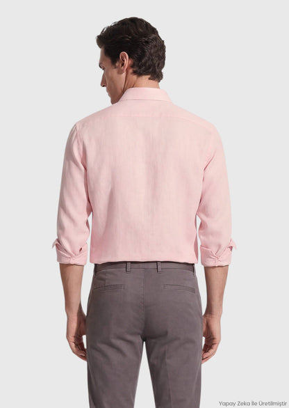 Rosa Schlichtes Casual 100% Baumwollhemd
