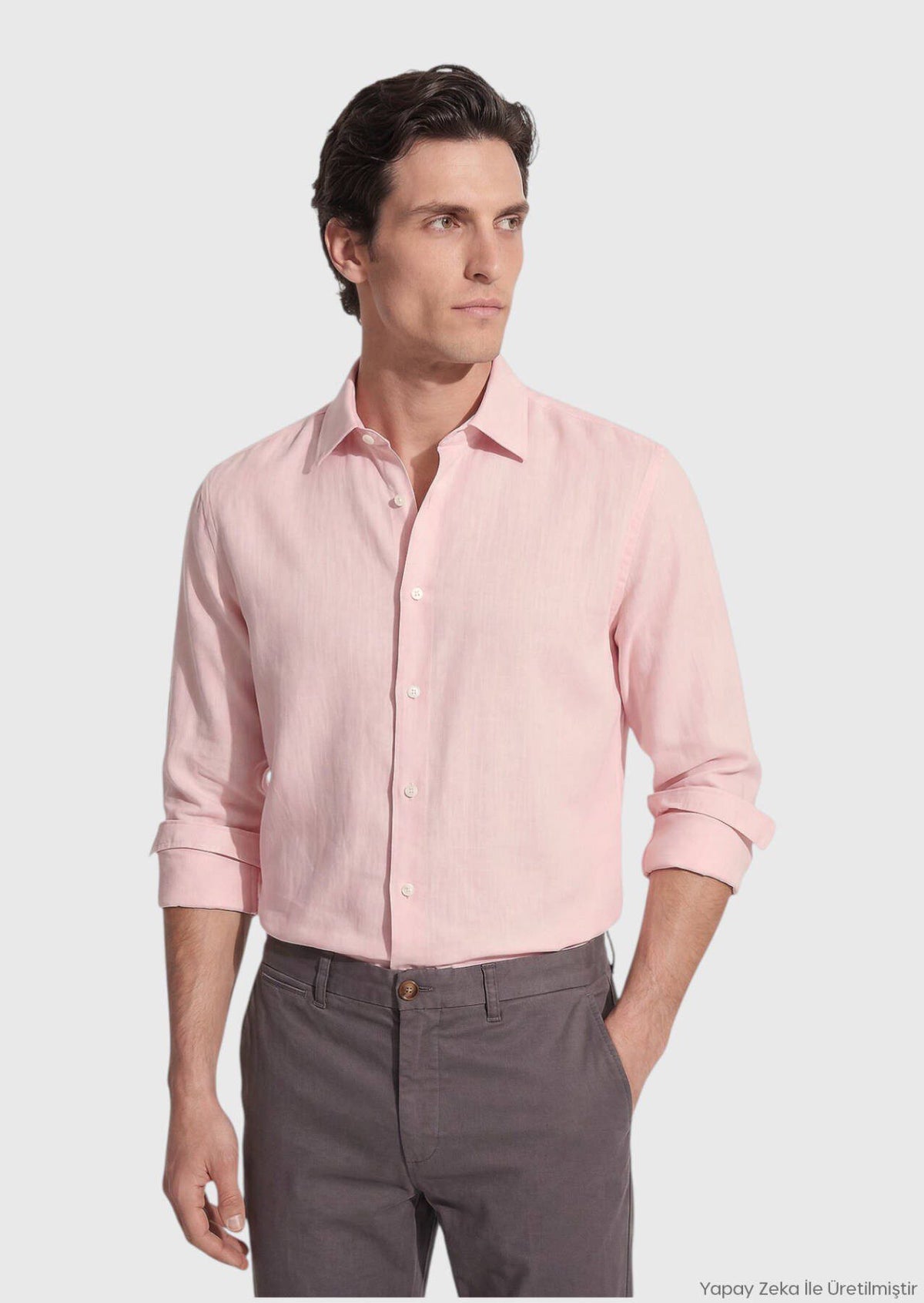 Rosa Schlichtes Casual 100% Baumwollhemd