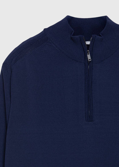 Marineblaues Strick-Sweatshirt