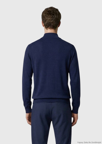Marineblaues Strick-Sweatshirt