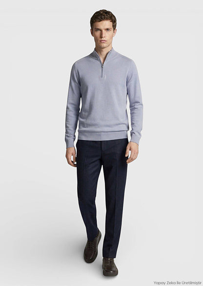 Graues Strick-Sweatshirt