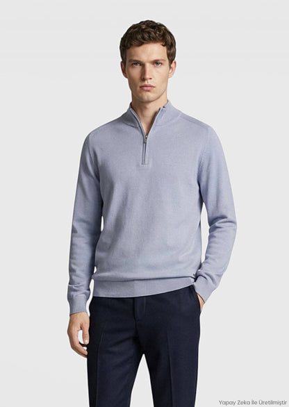 Graues Strick-Sweatshirt