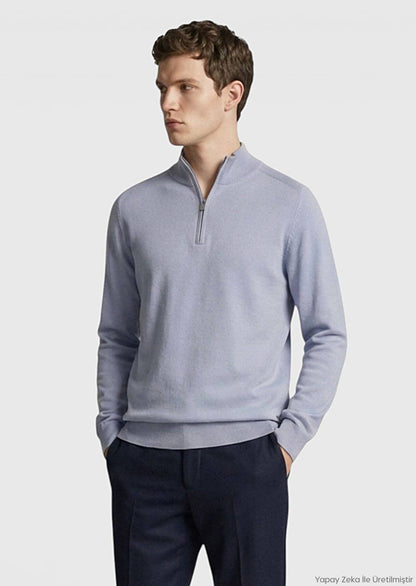 Graues Strick-Sweatshirt