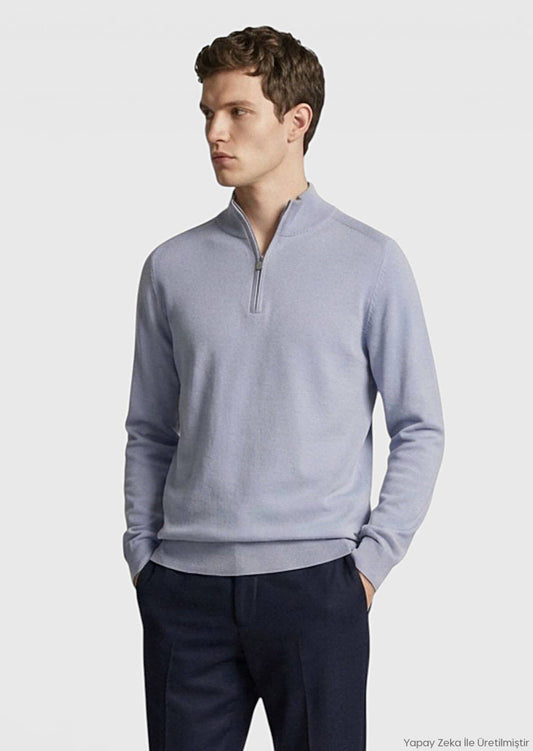 Graues Strick-Sweatshirt