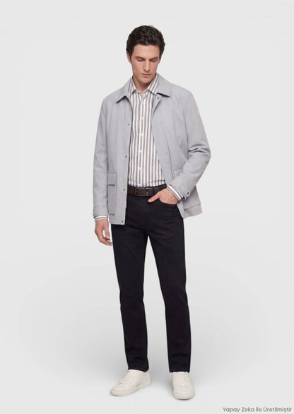 Hellgrauer schlichter Blazer Regular Fit