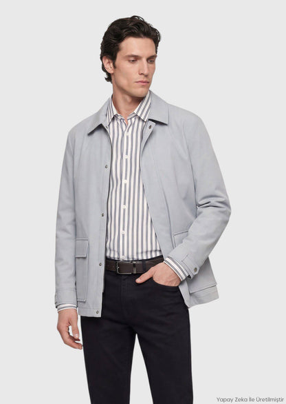 Hellgrauer schlichter Blazer Regular Fit