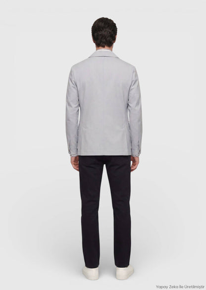 Hellgrauer schlichter Blazer Regular Fit