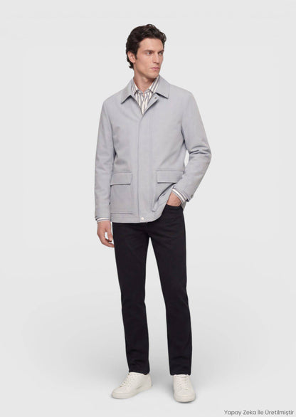 Hellgrauer schlichter Blazer Regular Fit