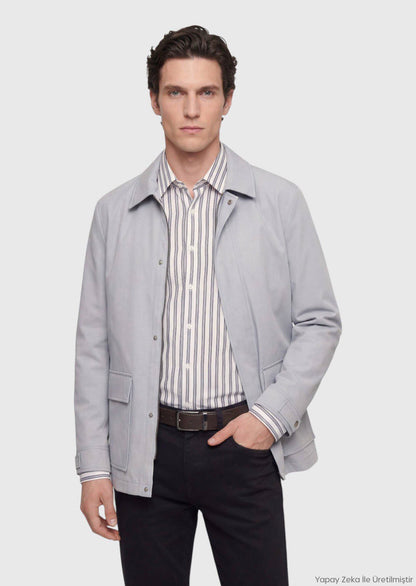 Hellgrauer schlichter Blazer Regular Fit