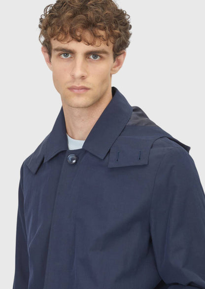 Marineblauer Regular Fit Kapuzenregenmantel