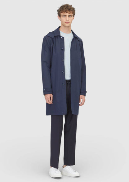 Marineblauer Regular Fit Kapuzenregenmantel