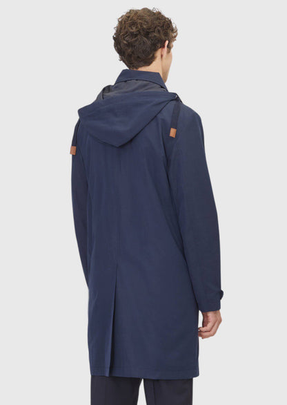 Marineblauer Regular Fit Kapuzenregenmantel