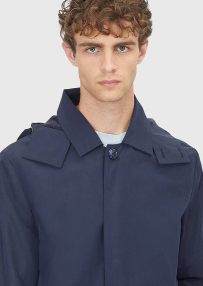 Marineblauer Regular Fit Kapuzenregenmantel