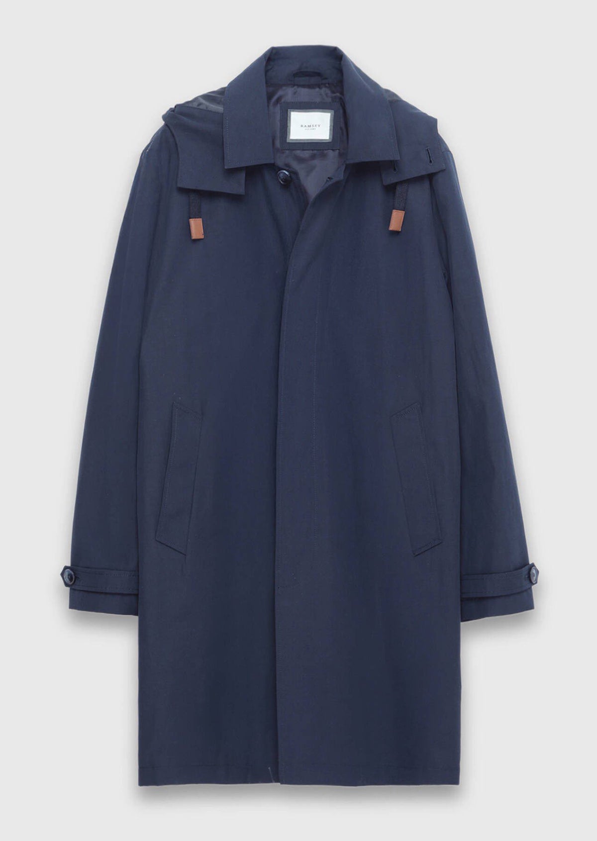 Marineblauer Regular Fit Kapuzenregenmantel
