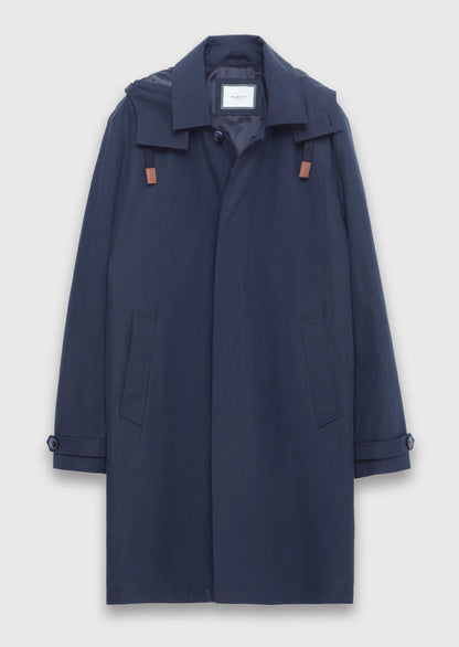 Marineblauer Regular Fit Kapuzenregenmantel
