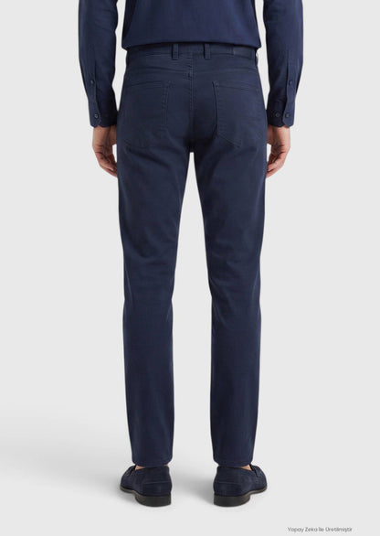 Marineblaue Velours Casual-Hose, Slim Fit