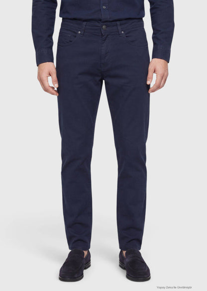 Marineblaue Velours Casual-Hose, Slim Fit