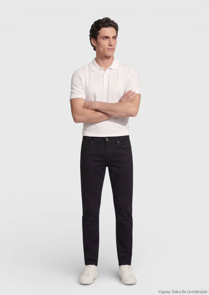 Schwarze Baumwollhose Regular Fit