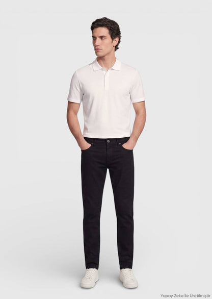 Schwarze Baumwollhose Regular Fit