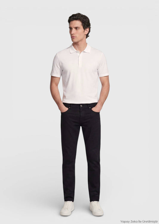 Schwarze Baumwollhose Regular Fit