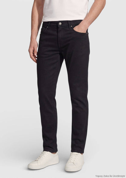 Schwarze Baumwollhose Regular Fit