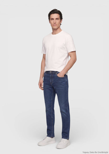 Indigo Slim Fit Denim Baumwollhose