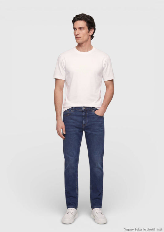 Indigo Slim Fit Denim Baumwollhose