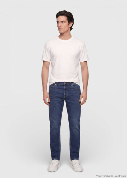 Indigo Slim Fit Denim Baumwollhose
