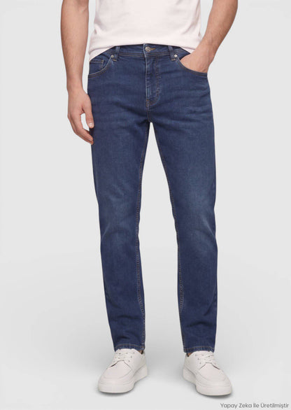 Indigo Slim Fit Denim Baumwollhose