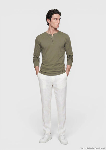 Khaki Unifarben 100% Baumwoll T-Shirt