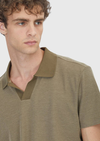 Khaki Jacquard T-Shirt aus 100% Baumwolle